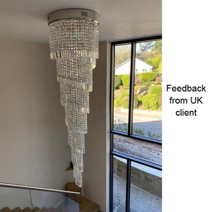 Dự án khách sạn biệt thự cầu thang đèn chùm cao trần đèn chùm ánh sáng cầu thang Dài Xoắn Ốc Đèn Chùm Pha Lê - Product Image 5