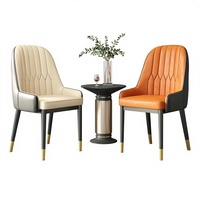 Maßgefertigter Esszimmerstuhl mit Einfacher Rückenlehne, Metallrahmen und Lederpolsterung für Wohnmöbel - Modernes Schlichtheit-Design für Restaurant und Hotel