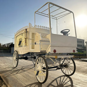 Cercueil roulant pour cérémonie funèbre, magnifique carrosse funéraire avec rideaux - Product Image 3