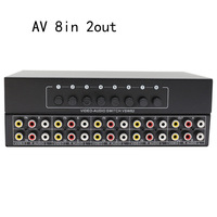 Saklar RCA 8 in 1 Out Video komposit kotak selektor Audio L/R 8 Port AV selektor sakelar putar colokan untuk Wii/PS2/Xbox DVD STB HDTV