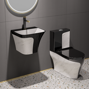 Inodoro suspendido de una pieza con lavabo, diseño de lujo, con salida de agua en P/S, azul, cerámica moderna de Guangdong, <span class=keywords><strong>SIMU</strong></span> - Product Image 5