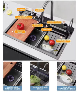 Évier de cuisine intelligent européen, fabricant, style ferme, multifonction, d'angle, encastré, numérique, en acier inoxydable, moderne - Product Image 3