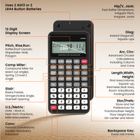Calculatrice avancée de mathématiques de la construction Newyes en pieds, pouces et fractions pour architectes, ingénieurs, entrepreneurs, estimatrices et charpentiers