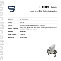 E1609 E Clip Fixations de rail en acier à ressort compatibles Pandrol