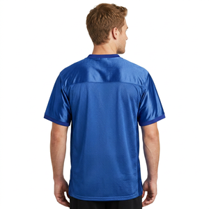 Maillot de football unisexe bleu à col en V, manches courtes, imprimé sur le devant, en mesh, respirant, coupe classique, vêtement d'été - Product Image 2