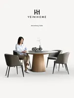 Yanyijia Italienischer Stil Moderner französischer Morlenburg Luxus runder Esstisch Italienischer Marmor-Plattenspieler Holzstil für den Heimgebrauch