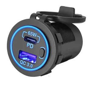 Usb C Charger 65w Usb Pd 12v Car 65w USB Port With Switch For Car Boat Marine Bus Truck Golf Cart RV Moto
