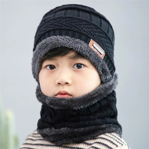 Enfants hiver tricot chapeaux filles bonnet chapeau enfants plus récent casquette écharpe ensemble chaud crâne cou plus chaud avec épais ALined hiver enfant - Product Image 4