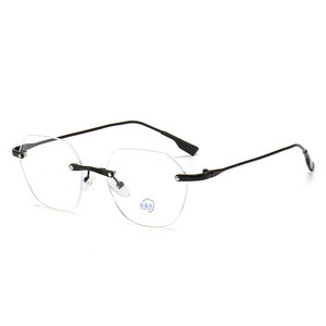 Lunettes optiques à monture métallique légère Design carré et sans cadre à la mode pour la vie quotidienne et la lecture sur ordinateur - Product Image 1