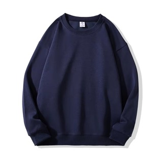 Sweat-shirt à col rond pour homme, doublé, couleur unie, coupe ample, manches longues, pull décontracté en coton tricoté, vêtements d'hiver - Product Image 2