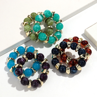 Bijoux de fête décontractés 2025 Bracelet en perles or martelé irrégulier CCB perle marbre coloré rond acrylique Bracelet élastique Bracelet