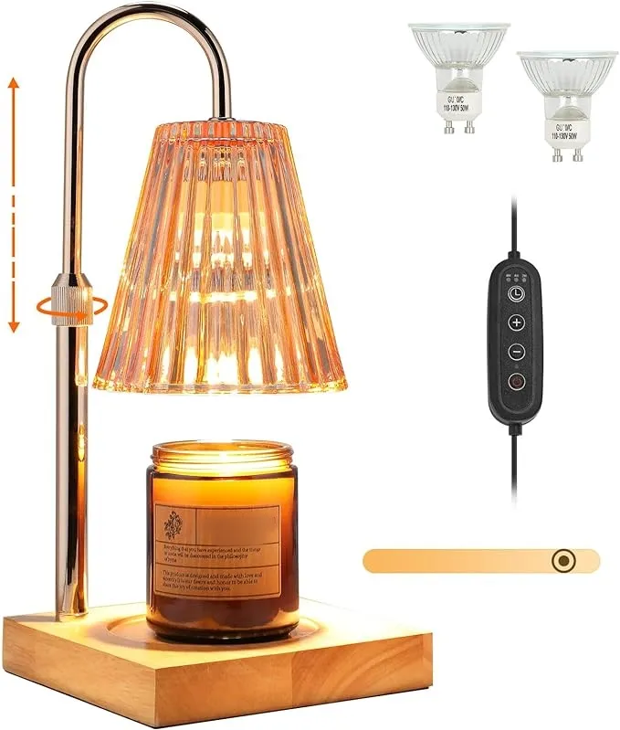 Moeders Dag Cadeau Elektrische Kaarslamp Warmer Met Timer Dimmer Wax Smeltbrander Verstelbare Hoogte Luxe Glazen Kaars Warmer Lamp