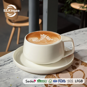 Kingze personalizzabile Logo Design moderno eco-friendly in ceramica Espresso <span class=keywords><strong>caffè</strong></span> tè tazza e piattino Set <span class=keywords><strong>per</strong></span> uso domestico o omaggi - Product Image 1
