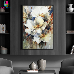 Peinture à l'huile de fleurs UNIART, <span class=keywords><strong>palette</strong></span> originale, peintures blanches sur toile, art mural, tableaux, décoration intérieure, art mural en porcelaine - Product Image 2