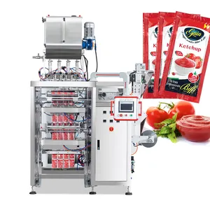 Verticale 4-baans Automatische Ketchup Sachet Pindapasta Pindakaas Sachet Verpakkingsmachine Ketchup Vulvloeistof Machine