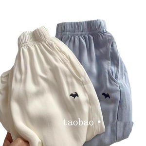 Girls Ice Silk Mosquito Repellent Pants Solid Color Loose Casual Long Lantern Pants Summer 2024 Cotton Woven - Product Image 5