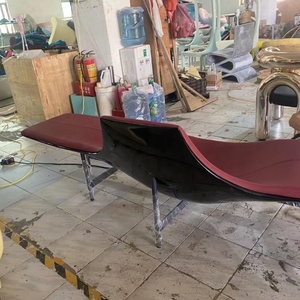 Hiện đại sang trọng sợi thủy tinh da phòng chờ ghế <span class=keywords><strong>sofa</strong></span> ý Thiết kế <span class=keywords><strong>Chaise</strong></span> với kim loại chân cho phòng khách phòng ngủ khách sạn - Product Image 4