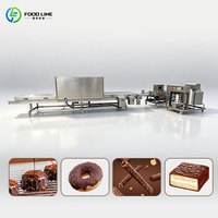 Chaîne de production automatique de biscuits, pains, gaufres et chocolats avec tunnel de refroidissement et machine d'enrobage et de refroidissement pour noix et chocolats