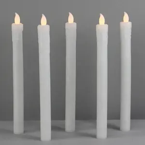 Dripping battery pillar wax decorative flickering flameless teardrop led taper candle set