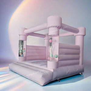 Château gonflable rose et blanc en PVC pour enfants, idéal pour les fêtes, événements, location de châteaux gonflables, maison de rebond pour enfants à louer - Product Image 1