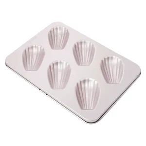 Chefmade WK9029 Carbon Staal Bakvormen 6-Cavity Non-stick Ovale Shell Madeline Mold Cake Pan Voor Oven Bakken