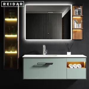 Modern Plywood Bathroom Vanity Full Set Solid Wood Wall Hung Bathroom Cabinet With Mirror