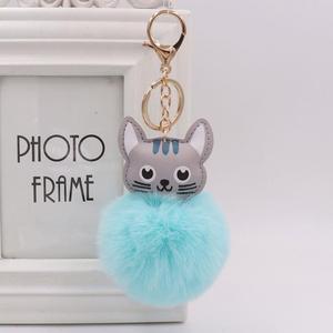 Mignon dessin animé moelleux pompon porte-clés sac à main décoration breloques en peluche porte-clés bricolage animal boule de fourrure porte-clés - Product Image 4