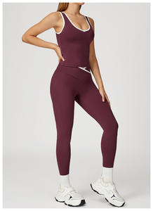 Ensemble de vêtements de sport pour <span class=keywords><strong>femme</strong></span> : débardeur, soutien-gorge de sport, short de course, leggings de sport, pantalon de yoga évasé, vêtements de fitness - Product Image 3