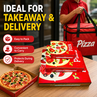 Boîtes à pizza rigides en carton ondulé isothermes extra-larges, recyclables, avec poignée, forme personnalisable, matériaux recyclés, maintien de la chaleur des aliments