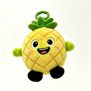 Customized Smiling face pineapple plush keychain,Yellow pineapple plush <b>charm</b>,Pineapple-shaped plush <b>keyring</b> - Product Image 1