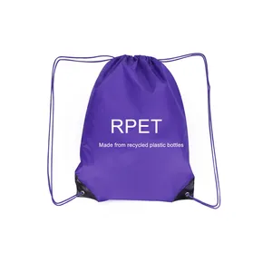 Custom Printed Eco friendly RPET Polyester Drawstring Bag RPET Eco Backpack