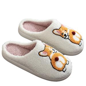 Femmes Hommes Hiver Cute Corgi Dog Plush Fleece Home Warm Floor Indoor Slipper - Product Image 5