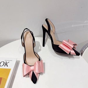 Diamonds Bow Women Slingbacks High Heels Dress Shoes Office Lady Sexy Pointed Toe on Sandals Custom Logo - Product Image 5