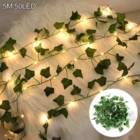 Guirlande Lumineuse LED Feuilles Vertes 10m/5m/2m, Plantes, Feuillages, Lierre Suspendu pour Mariage, Maison, Décoration Murale, Noël