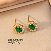 Parure de bijoux en zircon cuivre vert émeraude pour femme – Collier, boucles d'oreilles et bague élégants, légers, de luxe, tendance et minimalistes