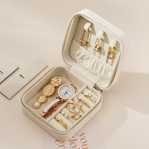 Luxueuse Boîte à Bijoux de Voyage en Similicuir PU Portable Simple, Organisateur de Rangement Promotionnel pour Boucles d'Oreilles et Clous d'Oreilles - Product Image 3