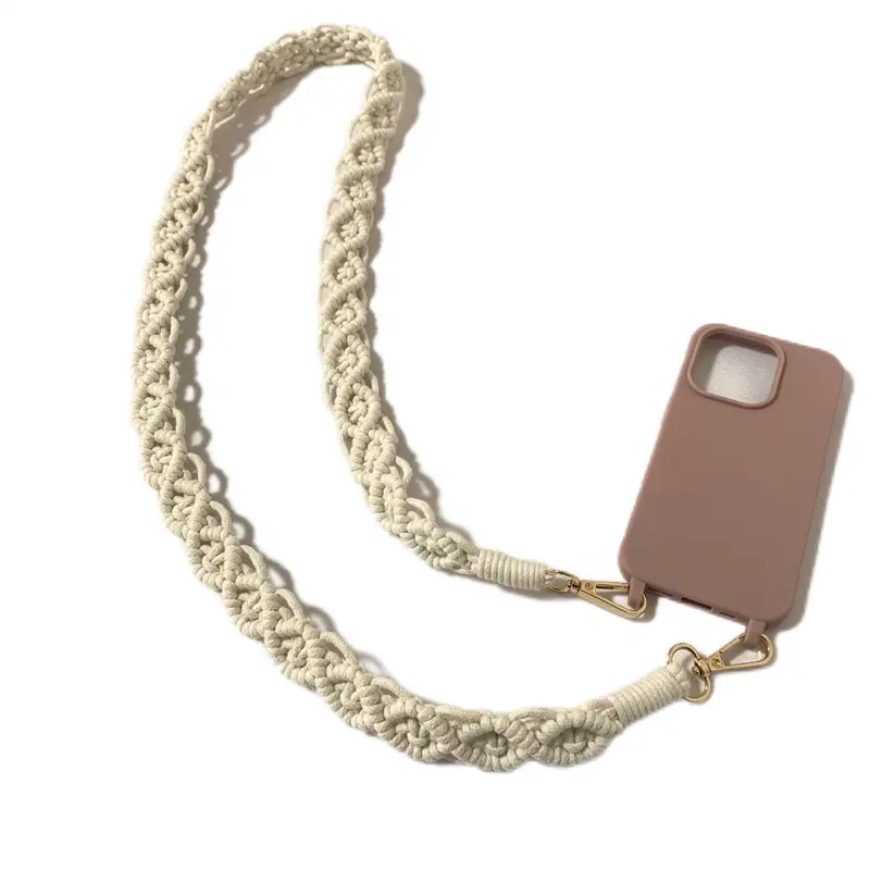 Boho Style téléphone portable lanière porte-clés coton tressé tissé macramé épaule sac à bandoulière sangle pour pochette ou appareil photo