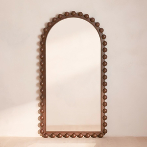 Small Sphere Floor Mirror Round Ball Full Length Mirror Solid Wood Ball