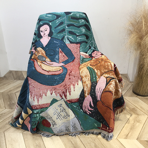 Wholesale High Quality Custom Cotton Woven Jacquard Sofa Cover <strong>Throw</strong> Blanket Woven <strong>Outdoor</strong> Multi-functional Blankets - Product Image 4