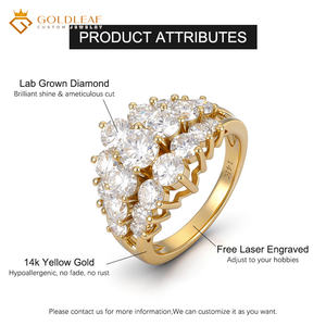 Bague de fiançailles classique en or 14 carats avec diamant de laboratoire rond brillant DEF VVS 3 carats certifié IGI Goldleafgem - Product Image 2