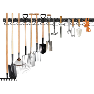 Organisateur d'outils de garage mural, étagère de rangement <span class=keywords><strong>suspendue</strong></span> pour jardin et garage avec 10 crochets réglables et 4 rails - Product Image 4