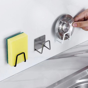 Gancio autoadesivo in acciaio inossidabile porta spugna bagno cucina gancio quadrato a muro - Product Image 4