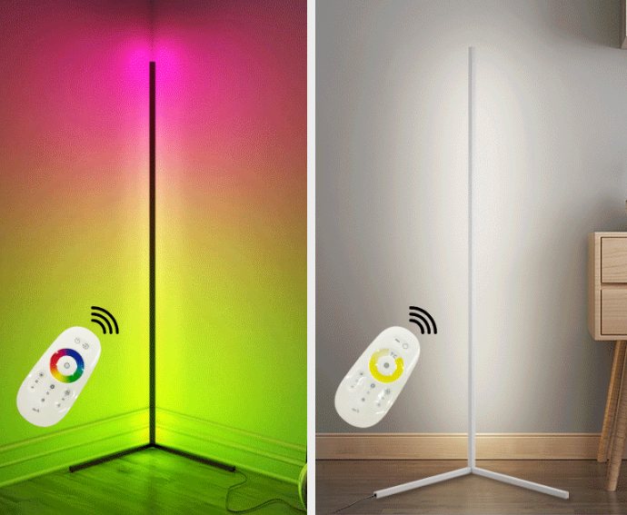 Lampada d'angolo soggiorno colorato rosso netto triangolo dal vivo riempire luce atmosfera lampada LED lampada da terra RGB dimmerabile