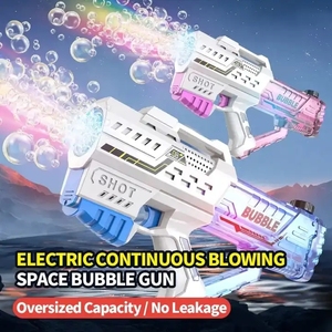 Оптовая продажа, автоматический пистолет-пузырьковый пулемет с цветными огнями, прозрачный резервуар для воды для детей - Product Image 4