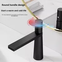 Grifo de Baño Geométrico Minimalista, Grifo Mezclador Monomando de Latón Sólido para Lavabo Sobre Encimera