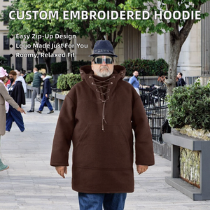 Sudadera con Capucha de Terciopelo de Alta Calidad con Cierre, Estilo Largo y Holgado para Hombre, con Logotipo Personalizado Bordado y Estampado - Product Image 2