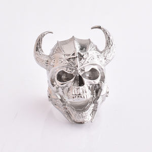 แหวนฮอร์นสแตนเลส316L แหวนโครงกระดูกสำหรับผู้ชาย,แหวนกะโหลกศีรษะฮาโลวีนฮิปฮอป - Product Image 2