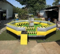 Easyfun Jeu gonflable personnalisé Wipeout avec barre de saut, installation facile, modèle Reactor Nuklear Smr, jeu de réacteur anti-meltdown pour location événementielle