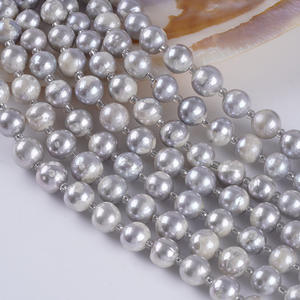 Perles rondes Edison 18cm8-10mm Perles d'eau douce naturelles blanches brillantes Huileuse Accessoires de bracelet DIY en gros - Product Image 2