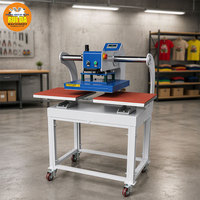 Machine d'impression par transfert thermique pneumatique à double station, presse à chaud automatique à glissière supérieure pour l'impression de vêtements